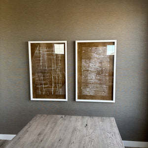 2 Piece 25” x 40” Framed Burnt Umber Impressions Artwork - G305