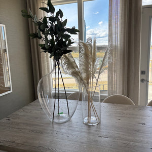 2 Floral Arrangements in Clear Glass Vases - G304