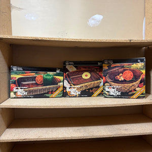 3 Piece Vintage Basket Buffet by Anchor Hocking (not new, dishes inside are white not amber) - R609