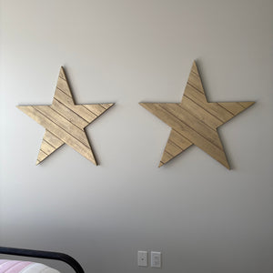 Set of 2 32” Wide Wooden Star Wall Hangings - G393
