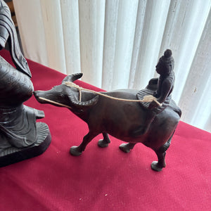 SET OF 2 VINTAGE ASIAN CARVED WOOD STATUES - P149