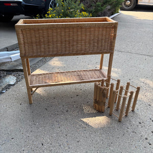 Wicker Stand and Wine Rack - M366