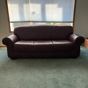 Maroon Leather 3 Seater Sofa - C451