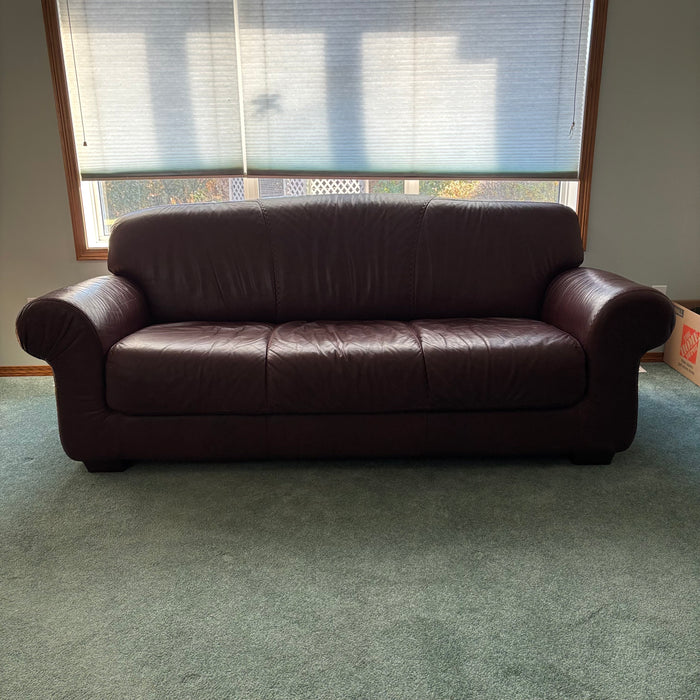 Maroon Leather 3 Seater Sofa - C451