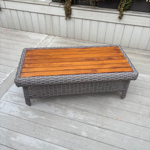 Outdoor Coffee Table with Rattan Frame and Wood Top - M310