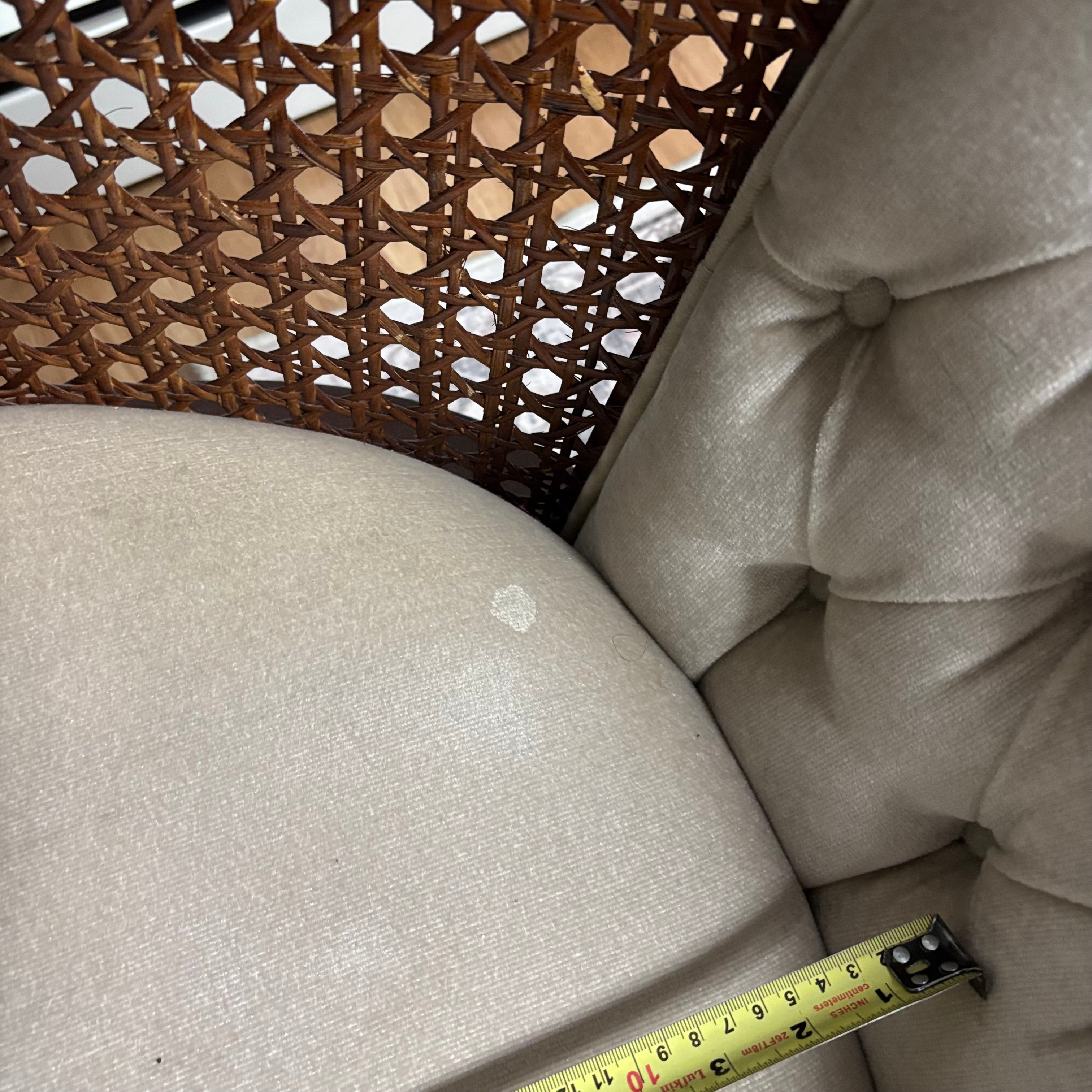 F177 Vintage accent chair with rattan detailing