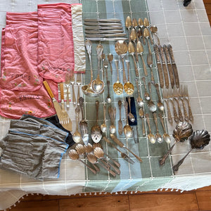 VINTAGE SILVER PLATED FLATWARE AND MORE GROUPING - P348