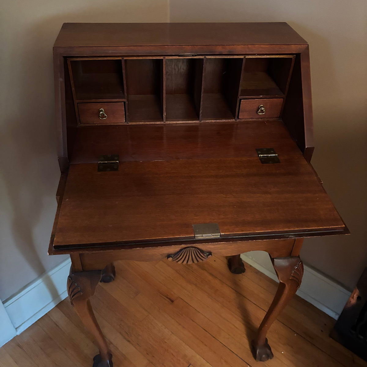 E115 Antique solid wood secretary desk (36" x 20" x 13")