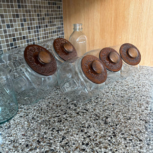 Vintage Kitchen Canister Set with Wooden Lids and More - Z110