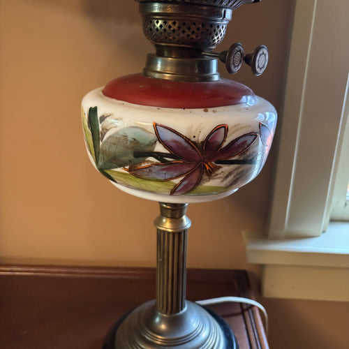 E118 29” tall Vintage lamp with porcelain middle