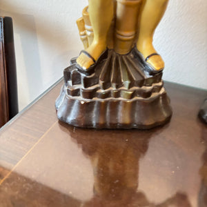 SET OF 2 12" TALL VINTAGE ASIAN CHALKWARE FIGURINES - P139