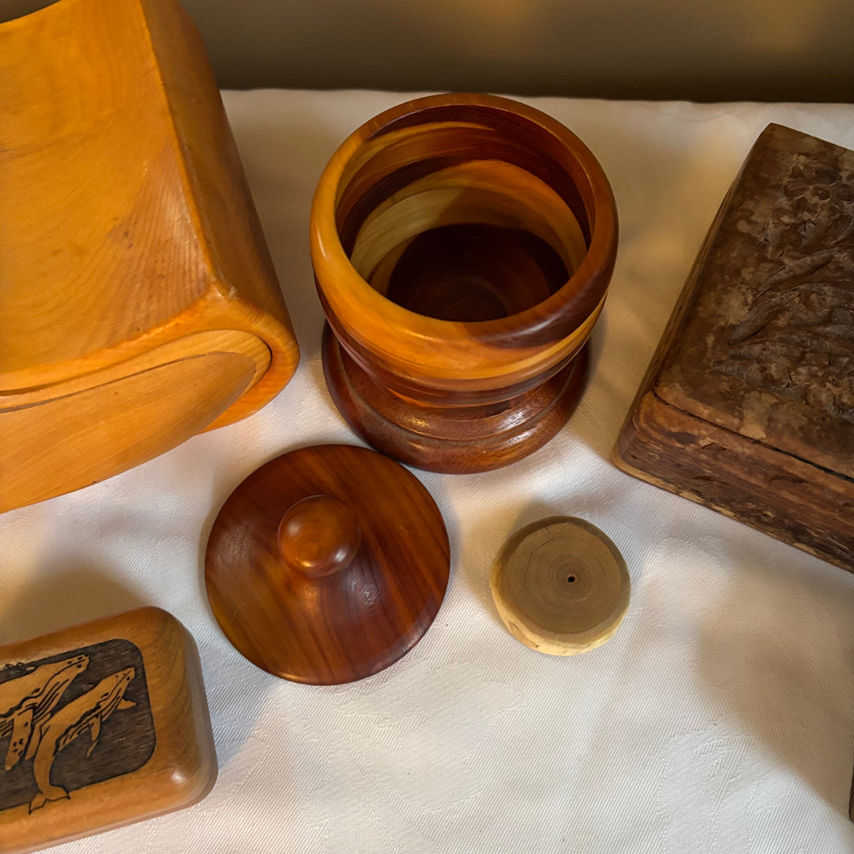 E134 Vintage wooden boxes grouping