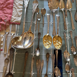 VINTAGE SILVER PLATED FLATWARE AND MORE GROUPING - P348