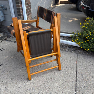 Set of 2 Vintage Solid Wood Folding Patio Chairs - M373