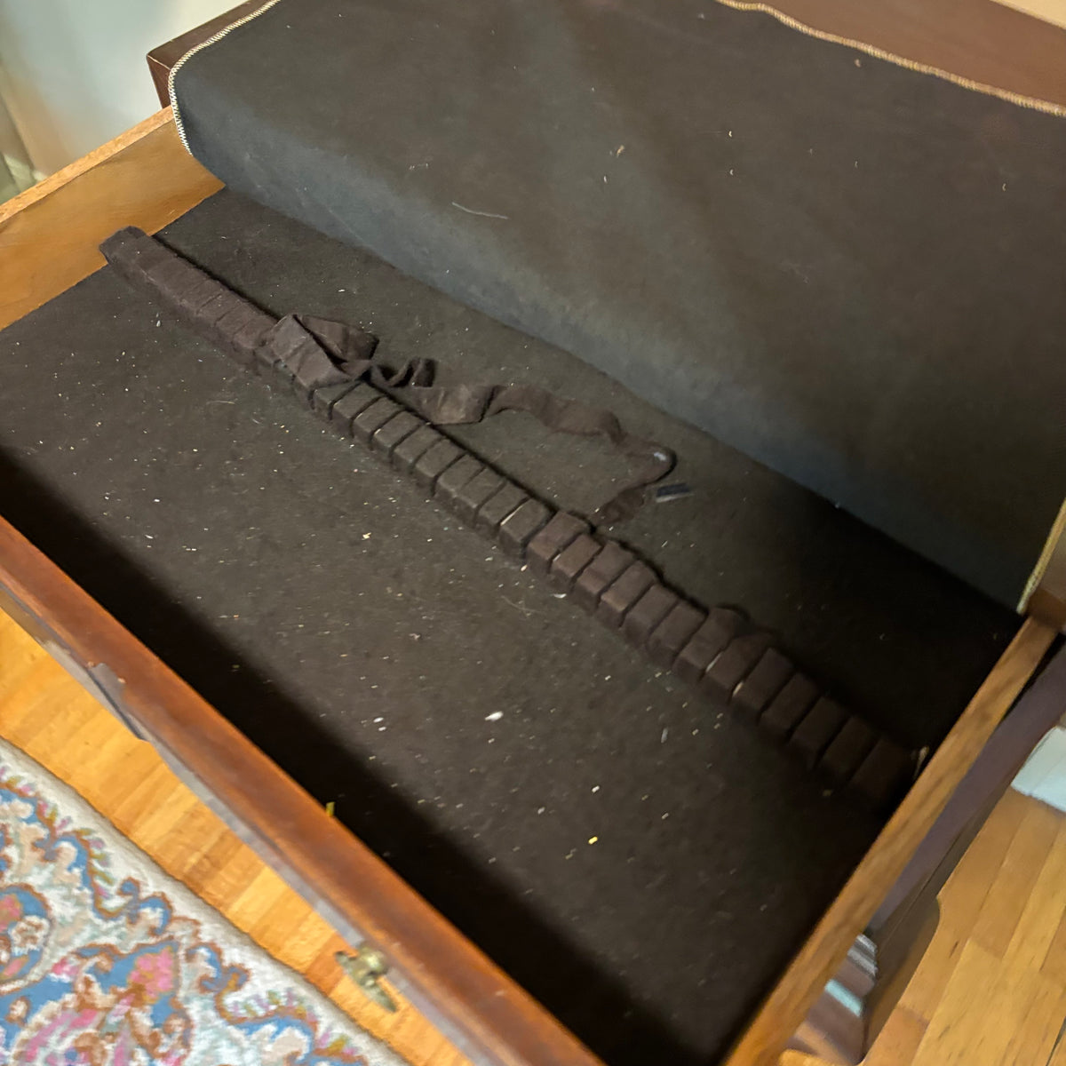 E103 Vintage Solid Wood Hickory chair company 3 drawer silverware chest (35” x 22” x 14”)