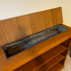 Mid Century Modern Wood Room Divider/Book Case with Plant Stand (some damage on top) - Z146
