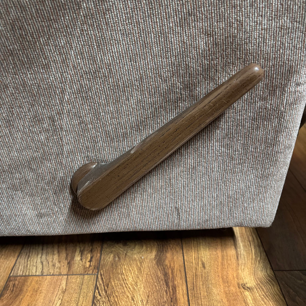 F188 Rocker recliner in beige corduroy fabric (in excellent condition except for a small tear in the corner)