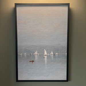 37” x 25” Framed Textured Sailboats Print - L300