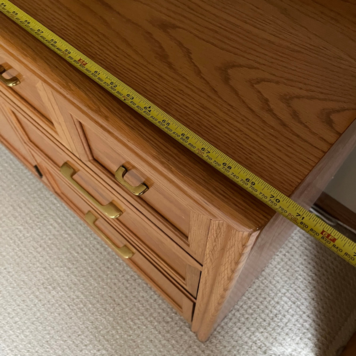 B338 Vintage Solid wood 9 drawer dresser (31” x 70” x 18”)