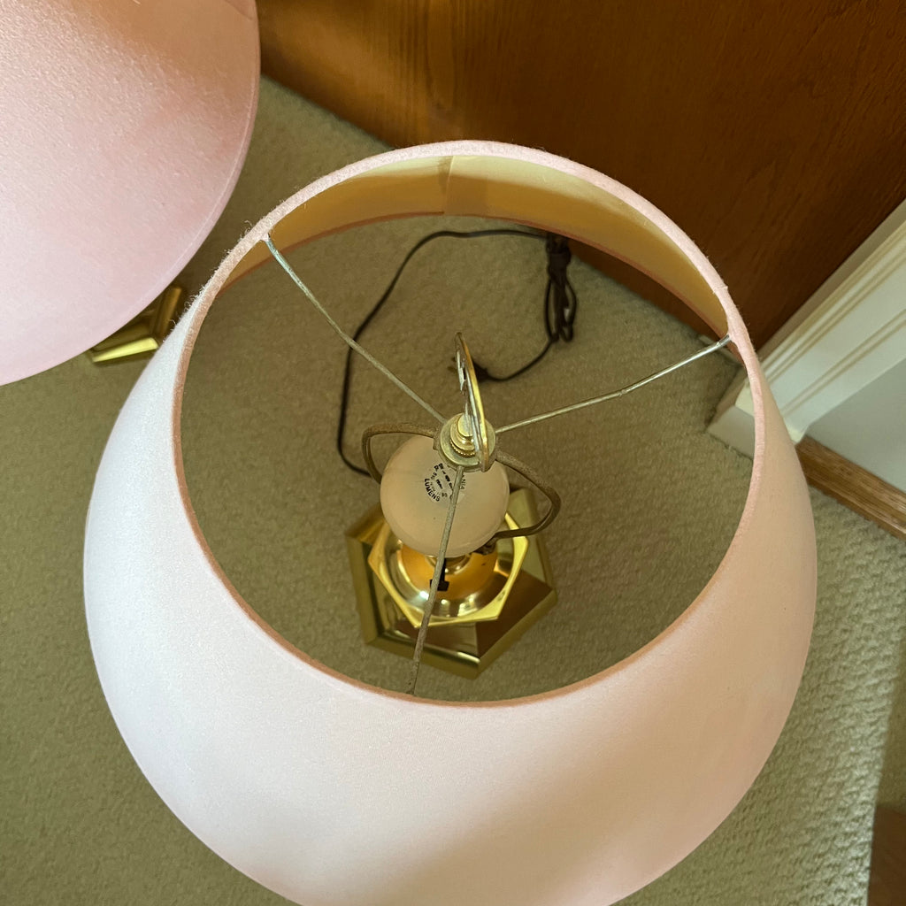 B332 Pair of vintage table lamps with heavy brass bases