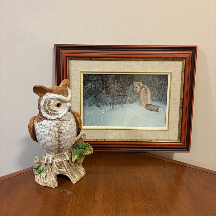 Porcelain Owl and Framed Robert Bateman Print - C477