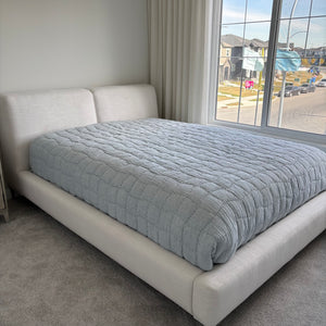 Creamy White Upholstered Queen Size Bed Frame (a few marks on fabric) - G360