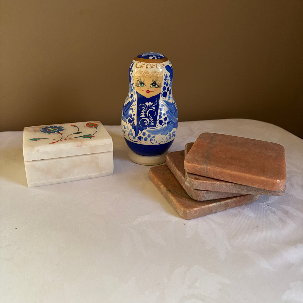 E143 Vintage wooden stacking dolls grouping