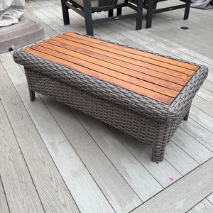 Outdoor Coffee Table with Rattan Frame and Wood Top - M310