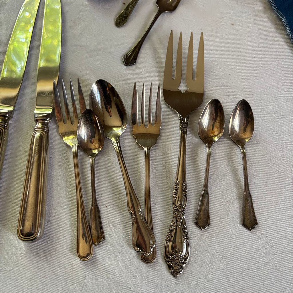E155 Vintage silver collector spoons and more grouping