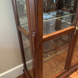 4 Piece Antique Cabinet with Glass Shelves and Smoked Mirrored Back - M313