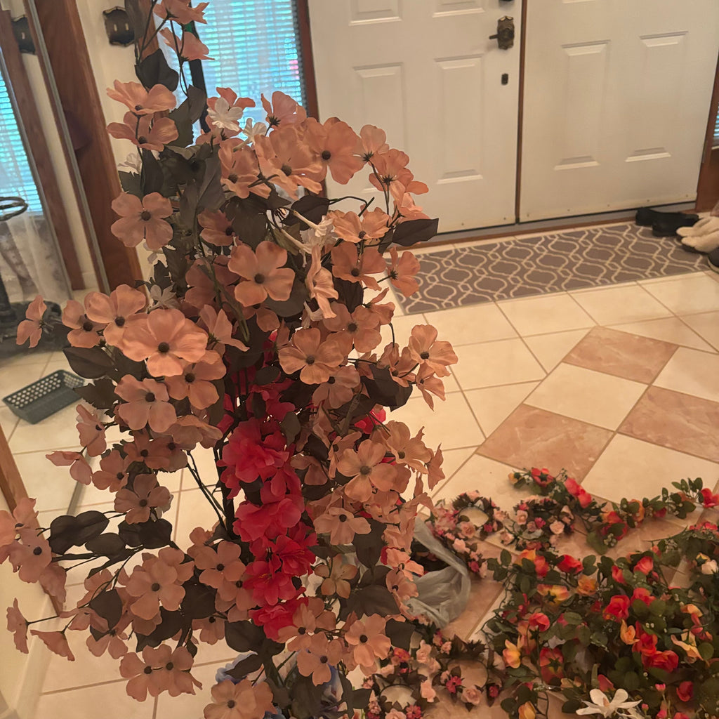 F199 Faux flowers grouping (hanging rose vines and more)
