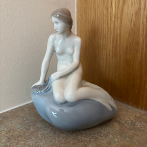 B417 Royal Copenhagen Porcelain Little Mermaid on Rock Figurine Edvard Eriksen (8.5” tall)