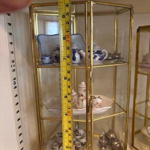 VINTAGE MINI TEACUP SETS WITH 2 DISPLAY GLASS CASES - P256