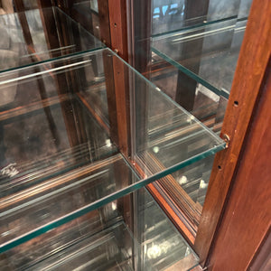 4 Piece Antique Cabinet with Glass Shelves and Smoked Mirrored Back - M313