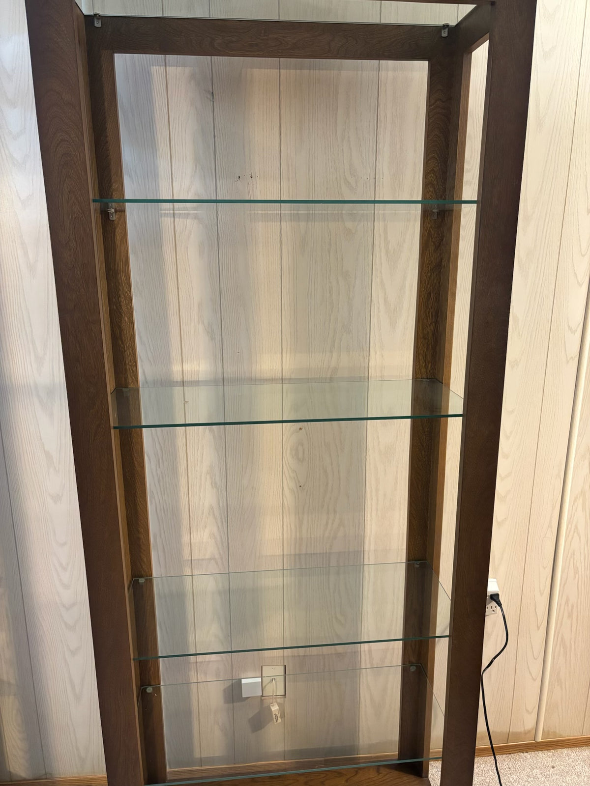 K509B Solid wood display cabinet with glass shelves