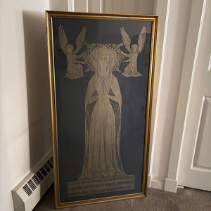 52" X 27.5" FRAMED MARGARET CHEYNE BRASS RUBBING - P175