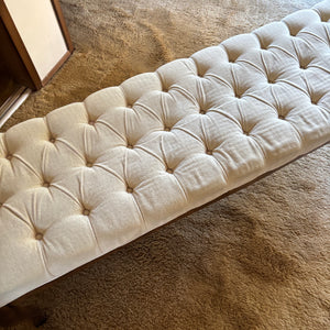 Vintage Bench with Tufted Cream Fabric and Solid Wood Frame - I126