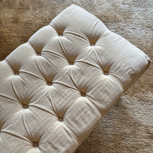 Vintage Bench with Tufted Cream Fabric and Solid Wood Frame - I126