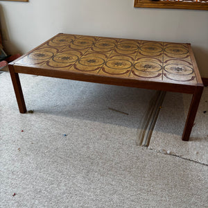 Mid Century Coffee Table with Solid Wood Base and Tiles Top - V128