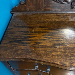 Antique Solid Wood Dresser with Oval Beveled Mirror - V150