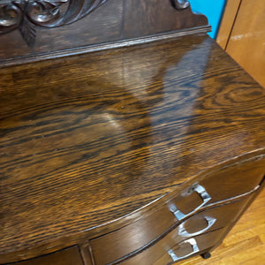 Antique Solid Wood Dresser with Oval Beveled Mirror - V150