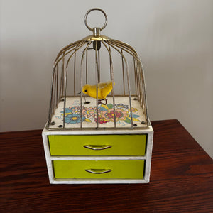 9" Tall Vintage Bird Cage Musical Jewelry Box (in excellent working condition) - V164