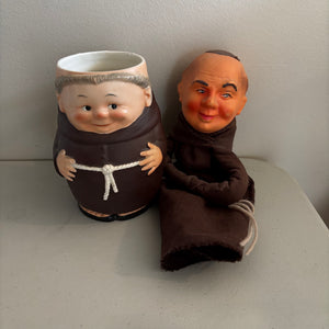 Vintage  Friar Tuck 5.5" Tall Goebel Stein and Puppet with Rubber Head - V179