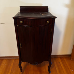 As Is Solid Wood Antique M & S H. Record Stand - V184