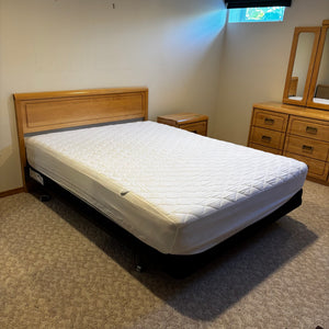 Queen Size Bed (mattress, box spring, metal frame, solid wood headboard and mattress cover) - Z159