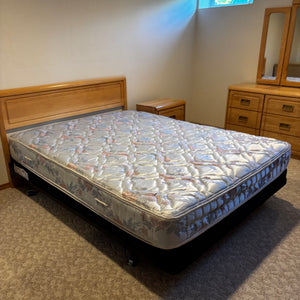 Queen Size Bed (mattress, box spring, metal frame, solid wood headboard and mattress cover) - Z159