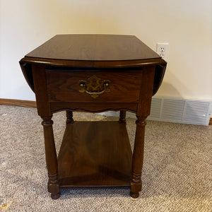 Vintage Solid Wood Roxton Drop Leaf Side Table with Single Drawer - Z152