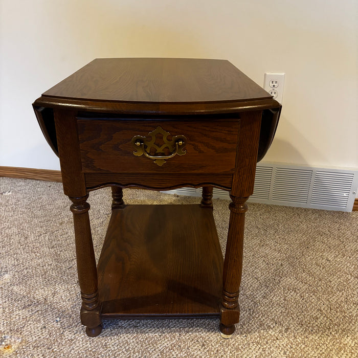 Vintage Solid Wood Roxton Drop Leaf Side Table with Single Drawer - Z152