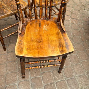 4 Solid Wood Antique Dining Chairs - O131