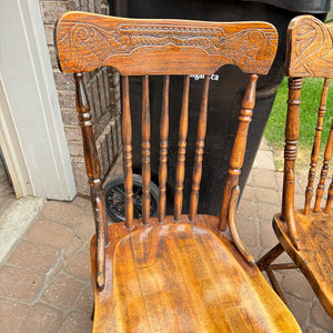 4 Solid Wood Antique Dining Chairs - O131